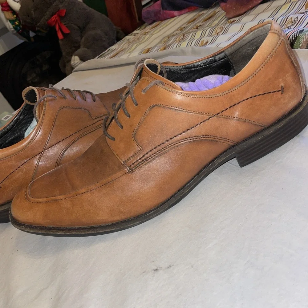 Johnston & Murphy Brown Lace Up Oxford Shoe Size 15M 20-8766‎ Larsey Apron Toe